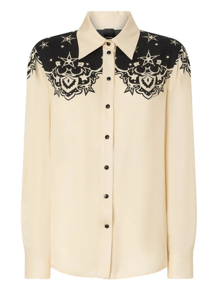  Pinko Star-print Collared Shirt - Neutrals 