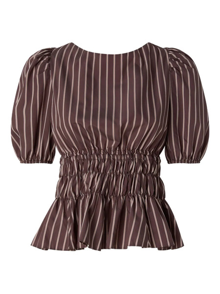  Pinko Striped-pattern Ruched Blouse - Brown 