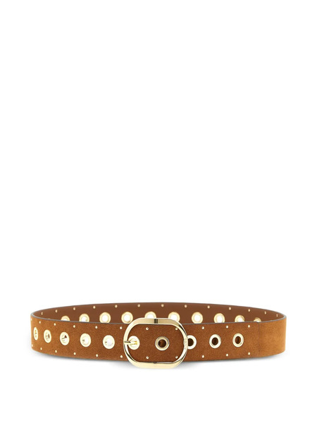  Pinko Studded Cut-out Leather Belt - Brown 