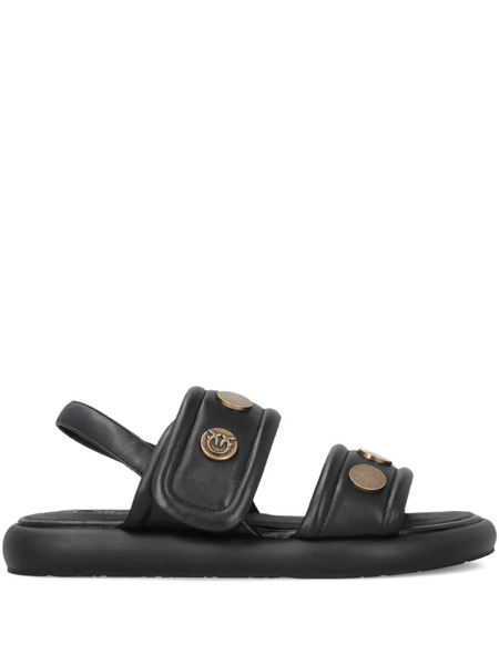  Pinko Studded Leather Sandals - Black 