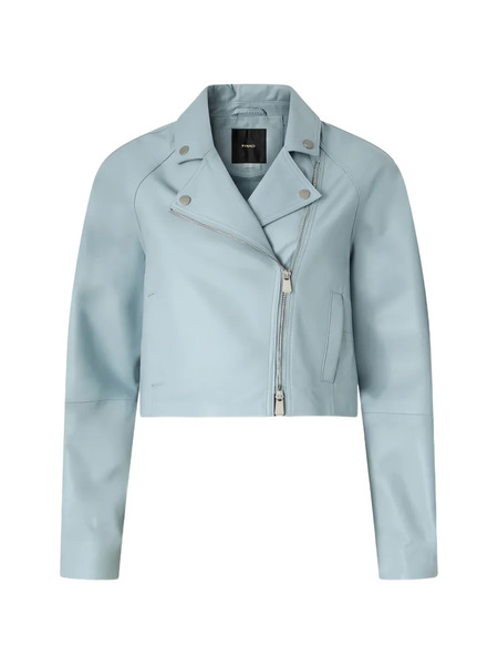 Pinko Zip Leather Jacket - Blue 