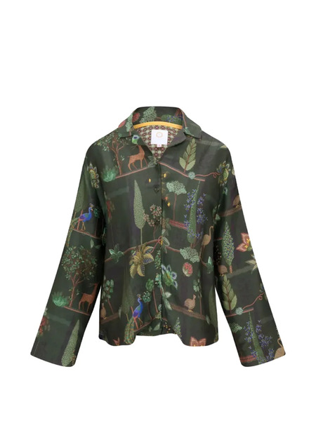  Pip Studio Collared Animal-print Top - Green 