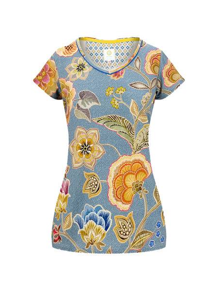  Pip Studio Matata Floral V-neck T-shirt - Blue 