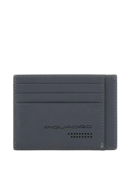  Piquadro Debossed-logo Leather Cardholder - Grey 