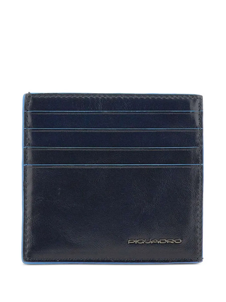  Piquadro Embossed-logo Leather Cardholder - Blue 