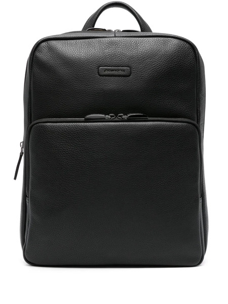  Piquadro Logo-patch Leather Backpack - Black 