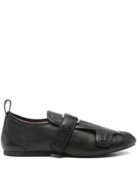  Plan C Buckle-strap Leather Sneakers - Black 