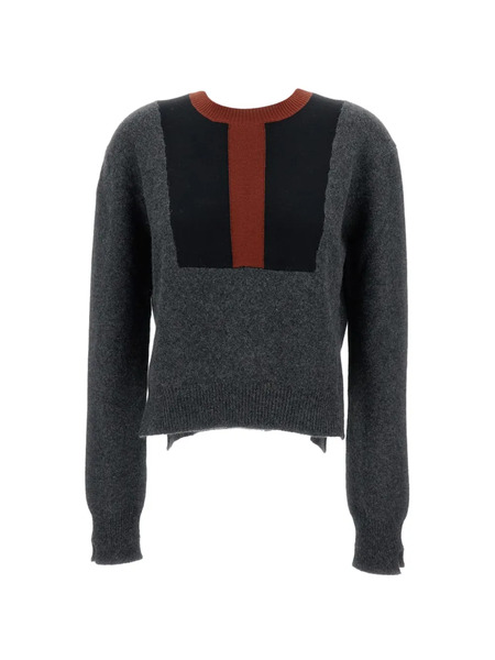  Plan C Colourblock Round-neck Sweater - Grey 