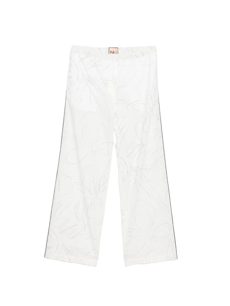  Plan C Floral Poplin Trousers - White 