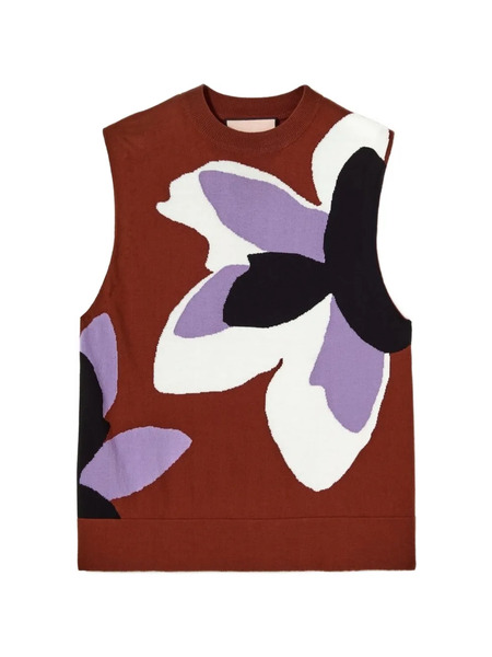 Plan C Flower-print Vest - Brown 