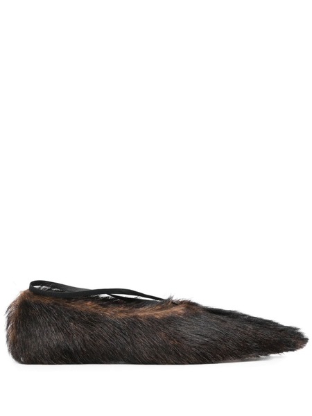  Plan C Fur Ballet Flats - Brown 