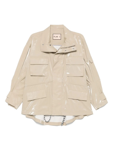  Plan C Glossy Cotton Jacket - Neutrals 