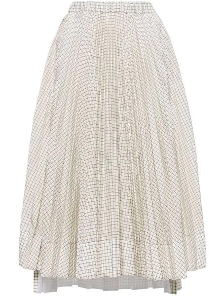  Plan C Grid-pattern Taffeta Midi Skirt - White 