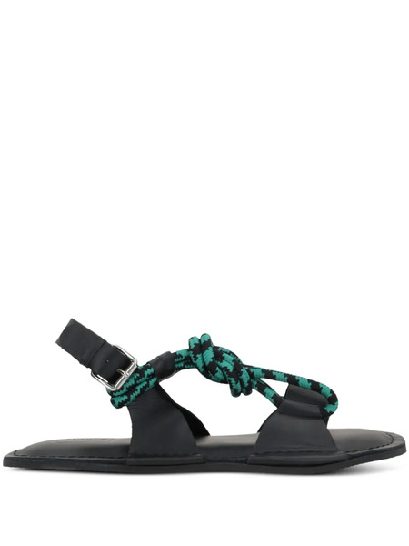  Plan C Leather Sandals - Black 