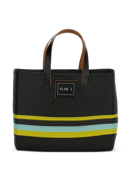  Plan C Raffia Tote Bag - Black 