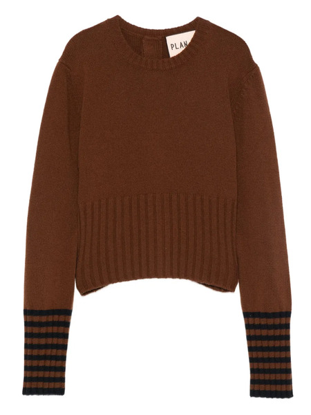 Plan C Ribbed-cuff Wool Sweater - Brown 