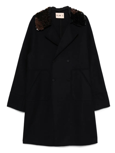  Plan C Sequin-embellished Double-breasted Coat - Blue 