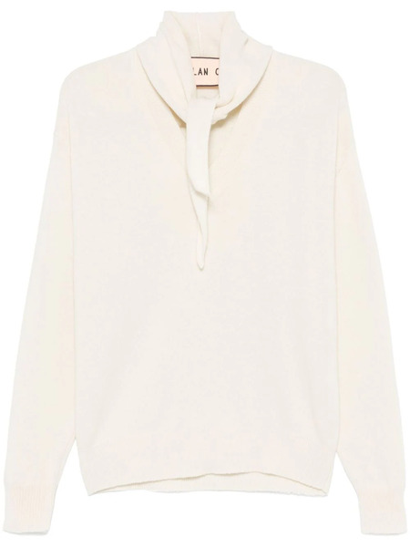  Plan C Shawl-embellished Sweater - Neutrals 