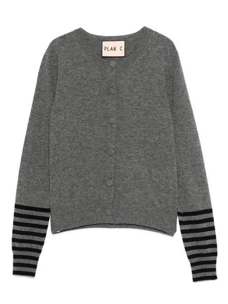  Plan C Stripe-detail Cardigan - Grey 
