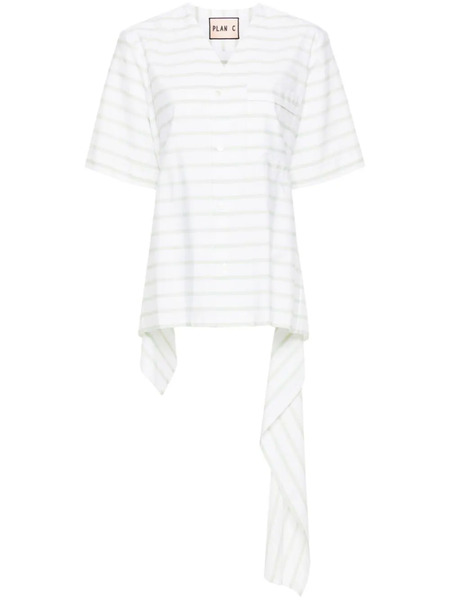  Plan C Striped Poplin Shirt - Green 
