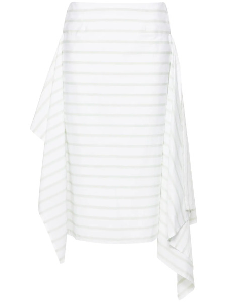  Plan C Striped Poplin Skirt - Green 
