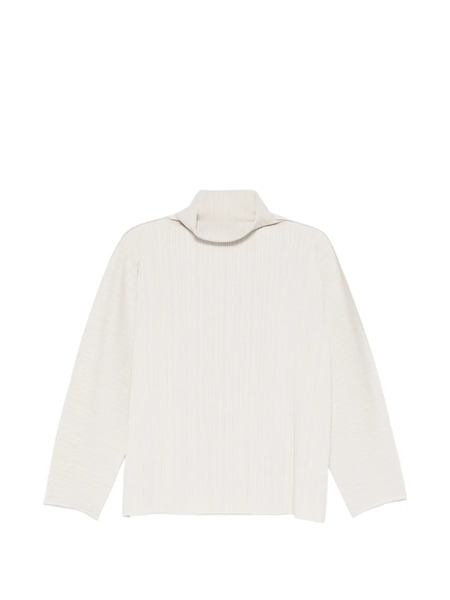  Pleats Please Issey Miyake A-poc Shell Pleated Mock-neck Top - Neutrals 