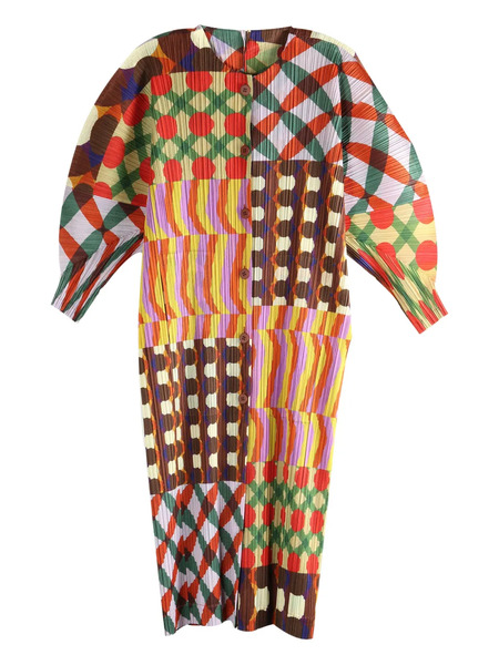  Pleats Please Issey Miyake Button-up Printed Coat - Yellow 