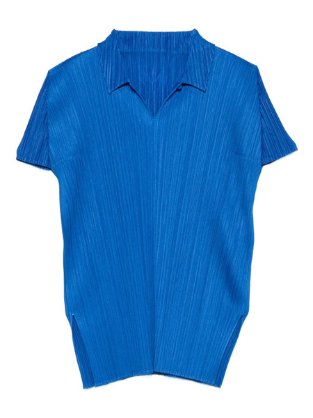  Pleats Please Issey Miyake Pleated Buttoned Top - Blue 