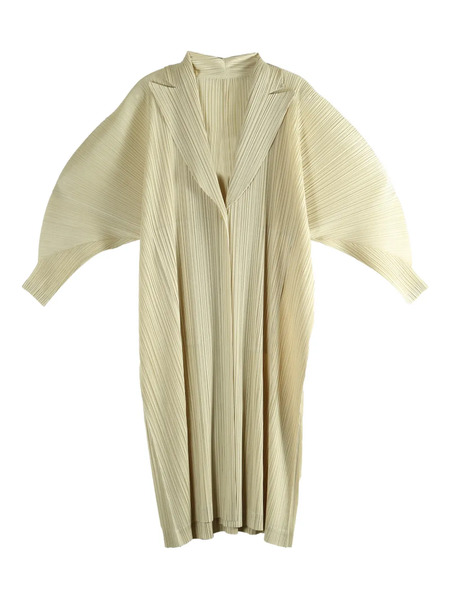  Pleats Please Issey Miyake Pleated Single-breasted Coat - Neutrals 