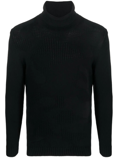  Pmd Ribbed-panelling Roll-neck Jumper - Black 