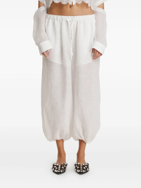  Pnk Drawstring Linen Trousers - White 