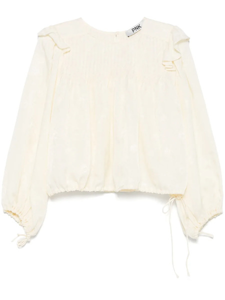  Pnk Drawstring-waist Blouse - Yellow 