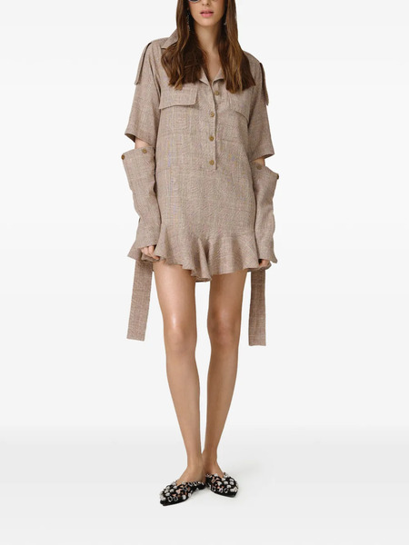  Pnk Plaid-pattern Mini Dress - Neutrals 