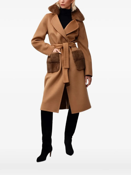  Poche Paris Belted Midi Coat - Brown 