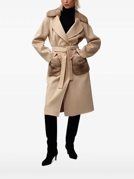  Poche Paris Belted Midi Coat - Neutrals 