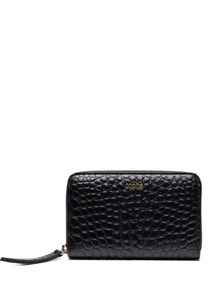  Poche Paris Embossed Zip Wallet - Black 