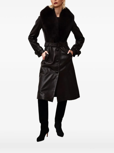  Poche Paris Single-breasted Belted Coat - Black 