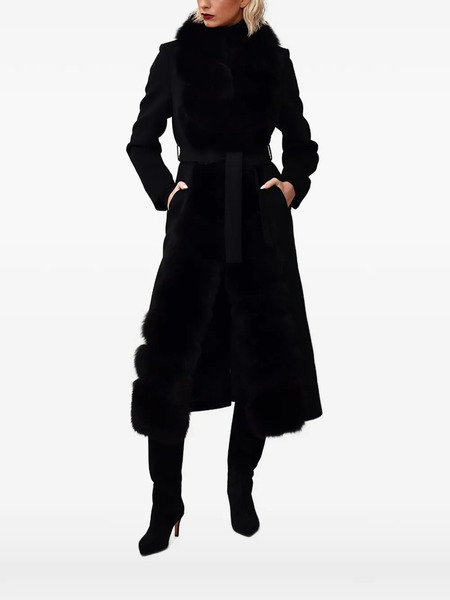  Poche Paris Single-breasted Belted Coat - Black 