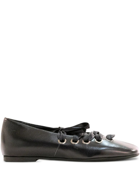  Poeve Lace-up Leather Flat - Brown 
