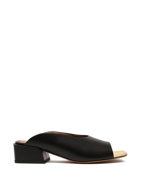  Pollini Open Toe Leather Sandals - Black 