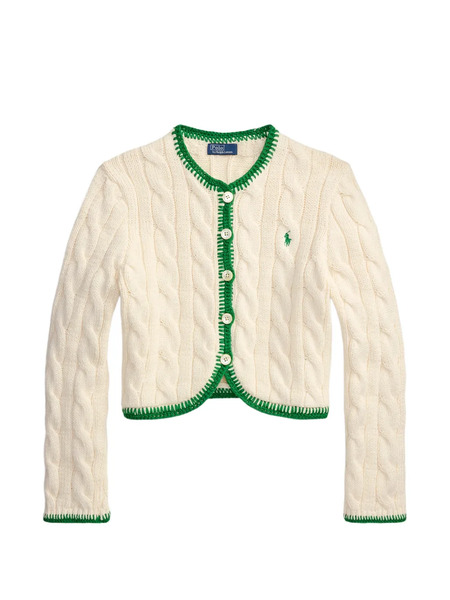  Polo Ralph Lauren Contrast-trim Cable-knit Cardigan - Neutrals 