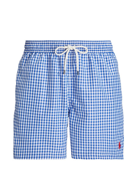  Polo Ralph Lauren Gingham Embroidered Swim Trunks - Blue 