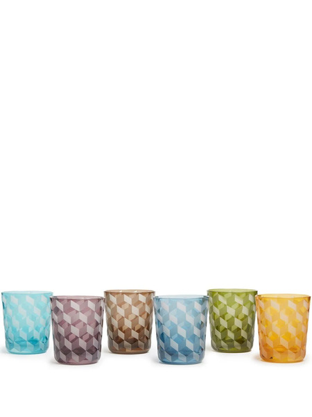  Polspotten Blocks Tumblers (set Of Six) - Blue 