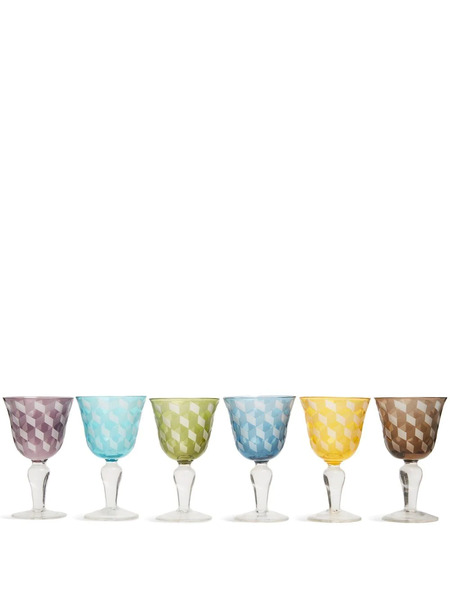  Polspotten Blocks Wine Glasses (set Of Six) - Blue 