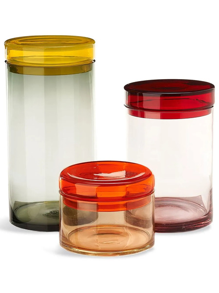  Polspotten Large Transparent Jars (set Of 3) - Orange 
