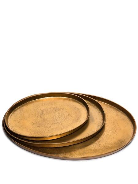  Polspotten Oval-shape Set Of Three Platters - Gold 
