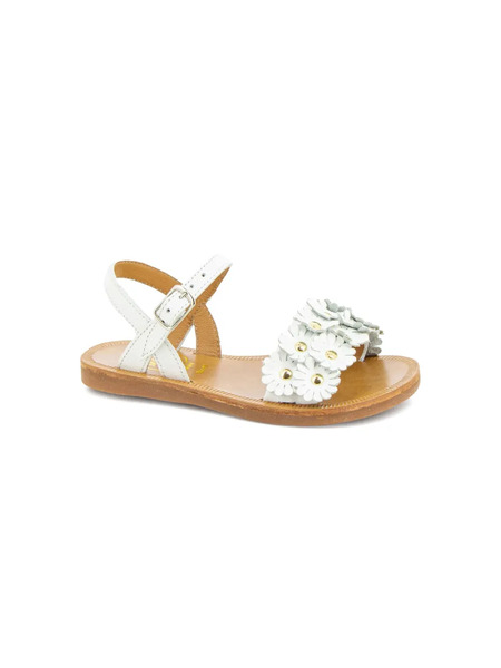  Pom D'api Flower Leather Sandals - White 