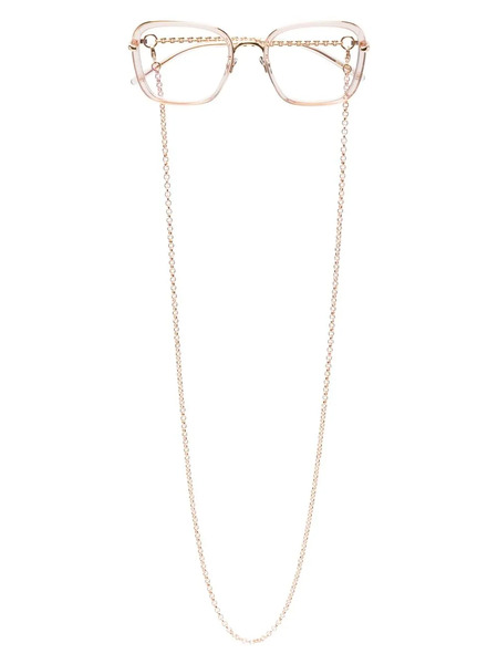  Pomellato Eyewear Square-frame Chain-link Optical Glasses - Pink 