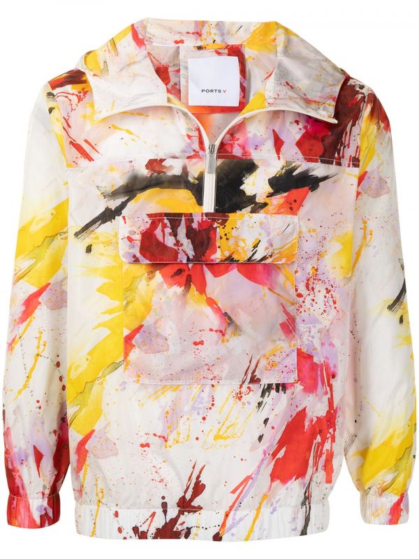  Ports V Graffiti-print Pullover Jacket - White 