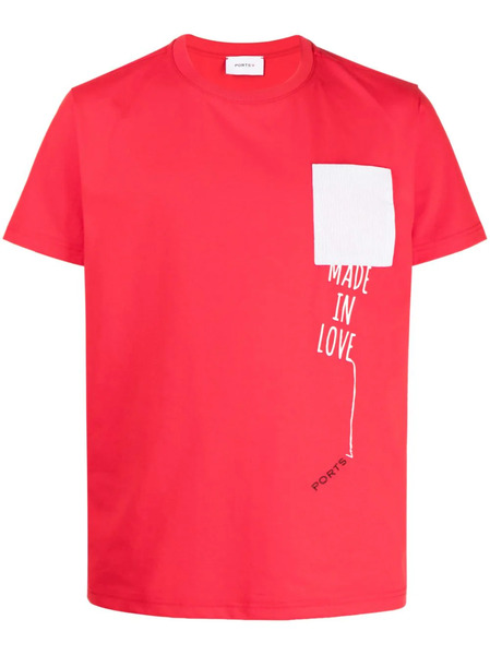  Ports V Logo-embroidered Patchwork-detail T-shirt 